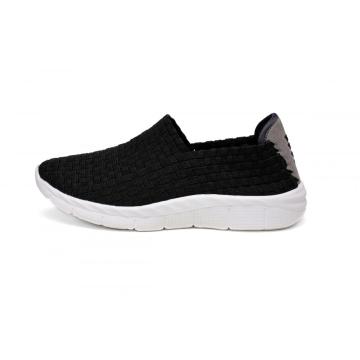 Personal Style Black Flexible Sole Woven Loafers