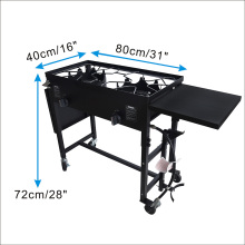 Double outdoor gas burner with wheels