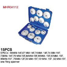 15 PCS Cap Tipo de alumínio filtro de óleo Wrench Set (MHR040112)