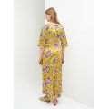 Ladies sexy yellow print slim dress