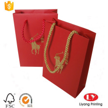 Red Paper Gift Bag with Gold Logo