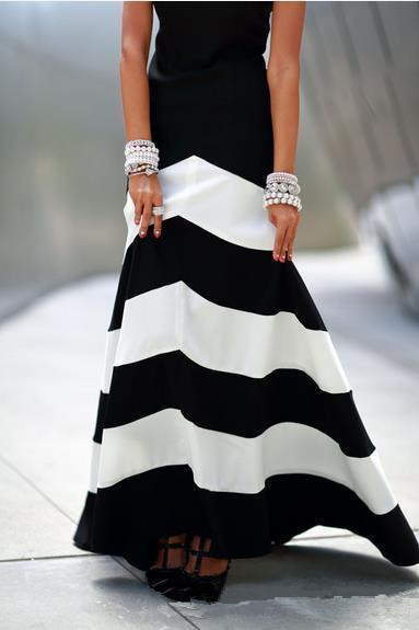 Black And White Striped Stitching Sleeveless Dress