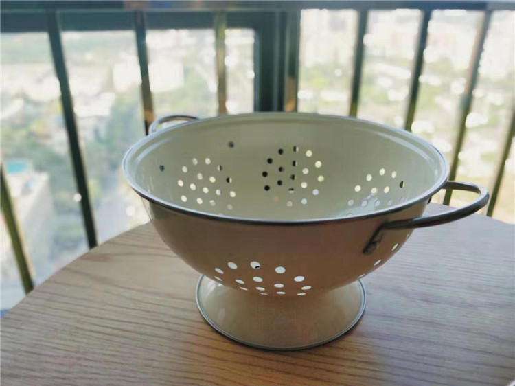 White Enamel Colander