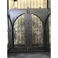 Exterior Wrought Iron Entrance Doors with Tempered Glass