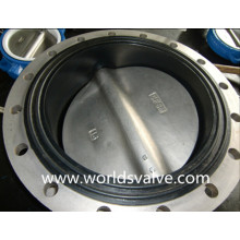 CF8m Double Flanged Butterfly Valve with Vulcanized Seat