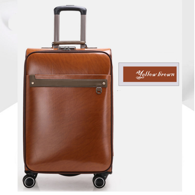 Yellow brown pu luggage