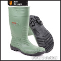 Bota de PVC verde superior y negro del PVC Outsole de goma de seguridad (SN5220)