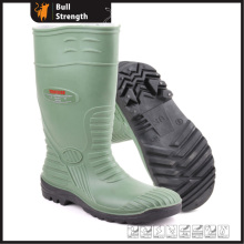 Botas de lluvia de PVC verde con acero del dedo del pie Cap (Sn5220)