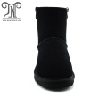 Womens Genuine Leather Sheepskin Lined Ankle Flat Boots