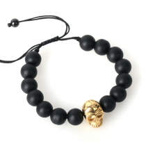 New fashion natural stones skull  Lava stone beads bracelet