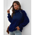 Women Stand Collar Patchwork Pullover