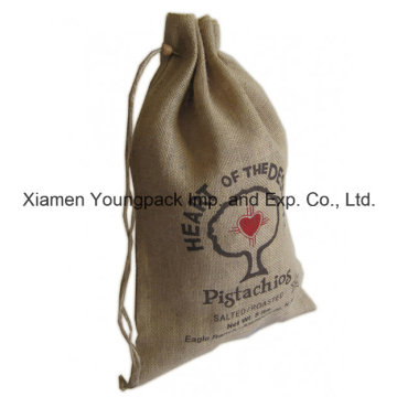 Promocional personalizado grande natural juta Drawstring Pouch