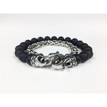 Stainless Steel Chain Agate Bead Lobster Buckle Bracelet