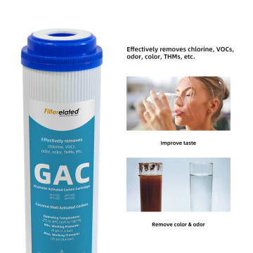 Cartuchos de filtro de agua de carbono activados personalizados CTO Filtro de agua de carbono granular GAC 20 SL
