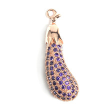 Moda berinjela forma pendente jóias com CZ roxo zircônia