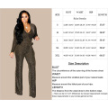 Women Casual Sexy V Neck Sparkly Jumpsuits