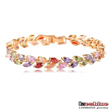 18k plaqué or feuille de zircon femmes bracelets