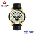 Reloj de pulsera chapado Oro Cronógrafo personalizado para los hombres