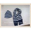 teenager strip knitted hat and scarf set