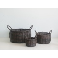 Round coffee drum-like plastic rattan basket