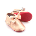 Cute Leather Soft Sole Crib Shoes with Bowknot