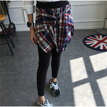 Wholesale Korean Women Fashion Plaid Shirt Skirt Leggings