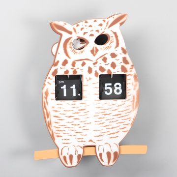 Owl Flip Wall Clock with Pendulum