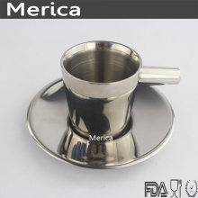 Stainless Steel Double Wall Coffee Cup with Plate