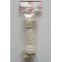 Dog Chew of 9"-10" White Puffy Flat Knot Bone for Dog