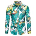 Camisa hawaiana de manga larga para hombre