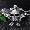 Large Gun And Skull Pendant Necklace For Guys