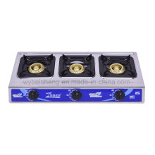 Big Three Burners Gas Stove, Blue Fire, Stainless Steel Panel