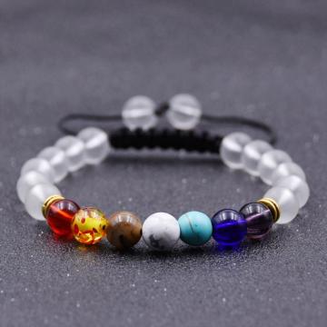 7 brazalete tejido con cuentas de piedra natural Chakra Charm