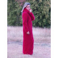 OEM Hand Knit Cable Cardigan Sweater Dress with Hood