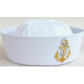 Flat embroidery custom white sailor cap for men