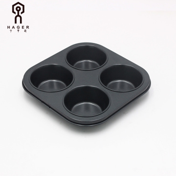 Utensilios para hornear antiadherentes Molde para muffins de 4 tazas de acero al carbono