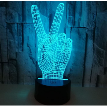 Abstraktes 3D -Sieg -Zeichen Handnachtlicht