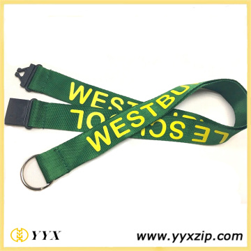 Printing Yellow Logo Green Tape Lanyard For Exhibition