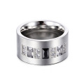 Anillo de banda ancha para hombre de acero inoxidable con piedras