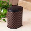 Grid Pattern Marrón Color Prensa Dust Bin (H-3LH)