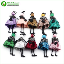 Camisola pingente 10 cor moda linda boneca menina com corrente aço inoxidável