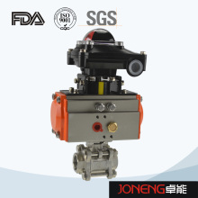 Stainless Steel Sanitary Pneumatic Three Way Ball Valve with Limit Switch (JN-BLV2002)