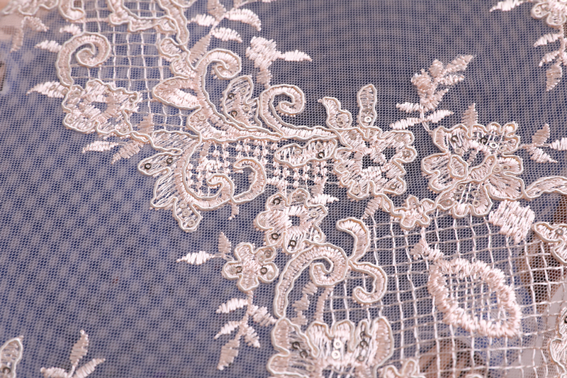 Cord Embroidery Fabric With Scallop