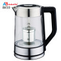 Fast Boiling Glass Tea Kettle (1.7L) Cordless Stainless Steel Finish Hot Water Kettle Glass Tea Kettle