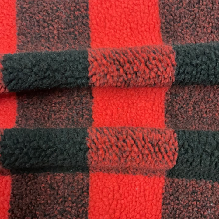 100 Polyester Sherpa Fleece With Chequer Jacquard Fabric 4 Jpg