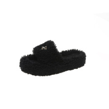 Flipers femininos Faux Fel Slipper Soft Slides