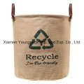 Custom Recycle Design Natural Top Handle Jute Laundry Storage Basket
