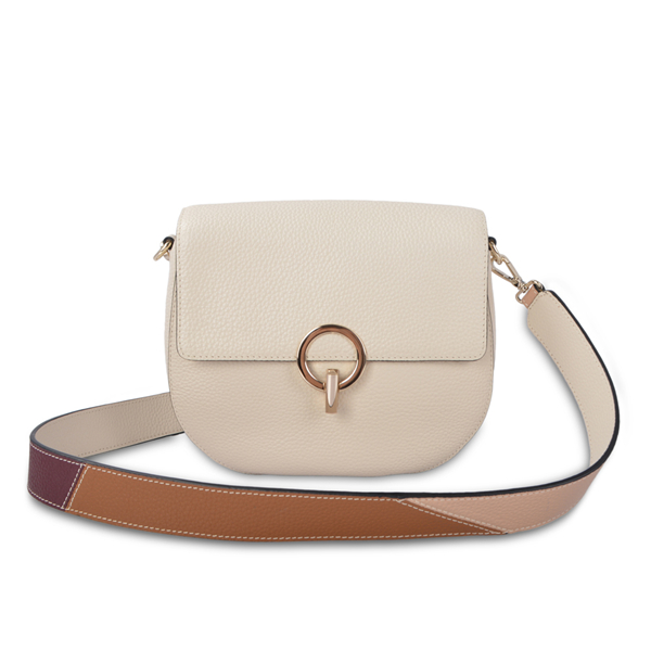 Function Pebble Leather Crossbody Bag Beige