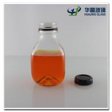 450ml 15oz New Fashion Square Glass Bottle for Water/Fruit Juice/Beverage with Plastic Snap Lid Wholesale