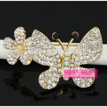 Casal broche de borboleta de cristal moda